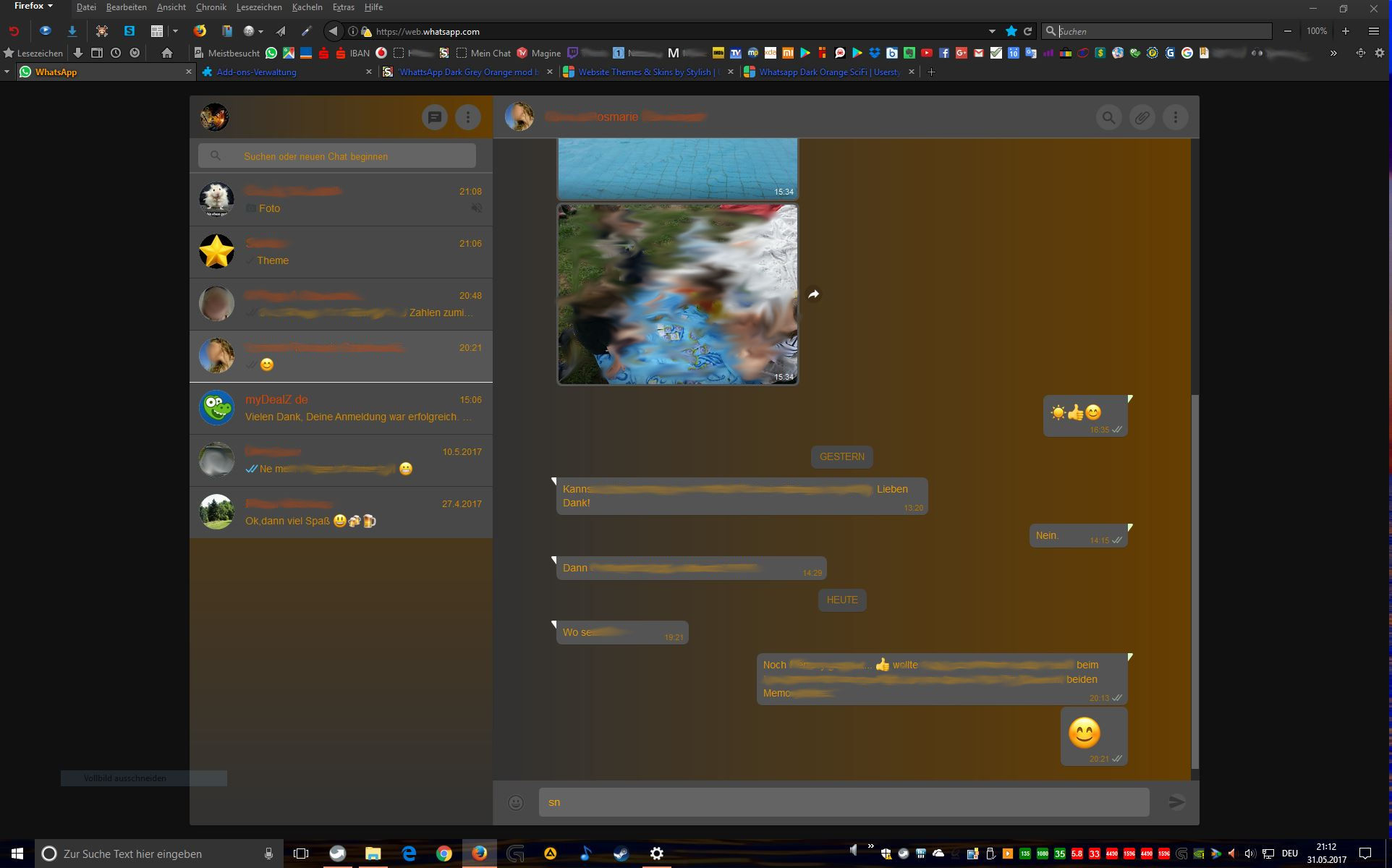 WhatsApp Dark Grey Orange mod by USZ