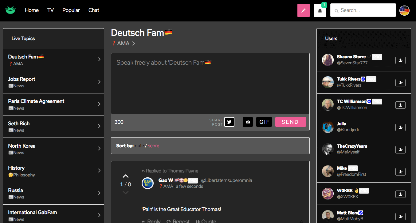 Gab.ai BLACK THEME