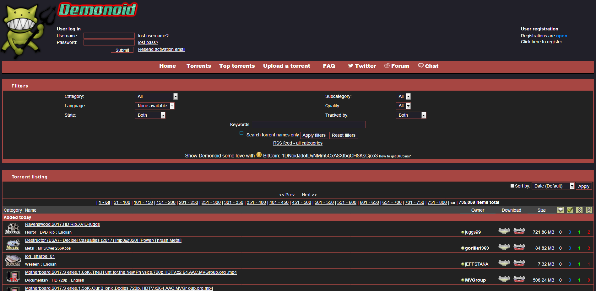 Demonoid :: Dark Flat RED theme