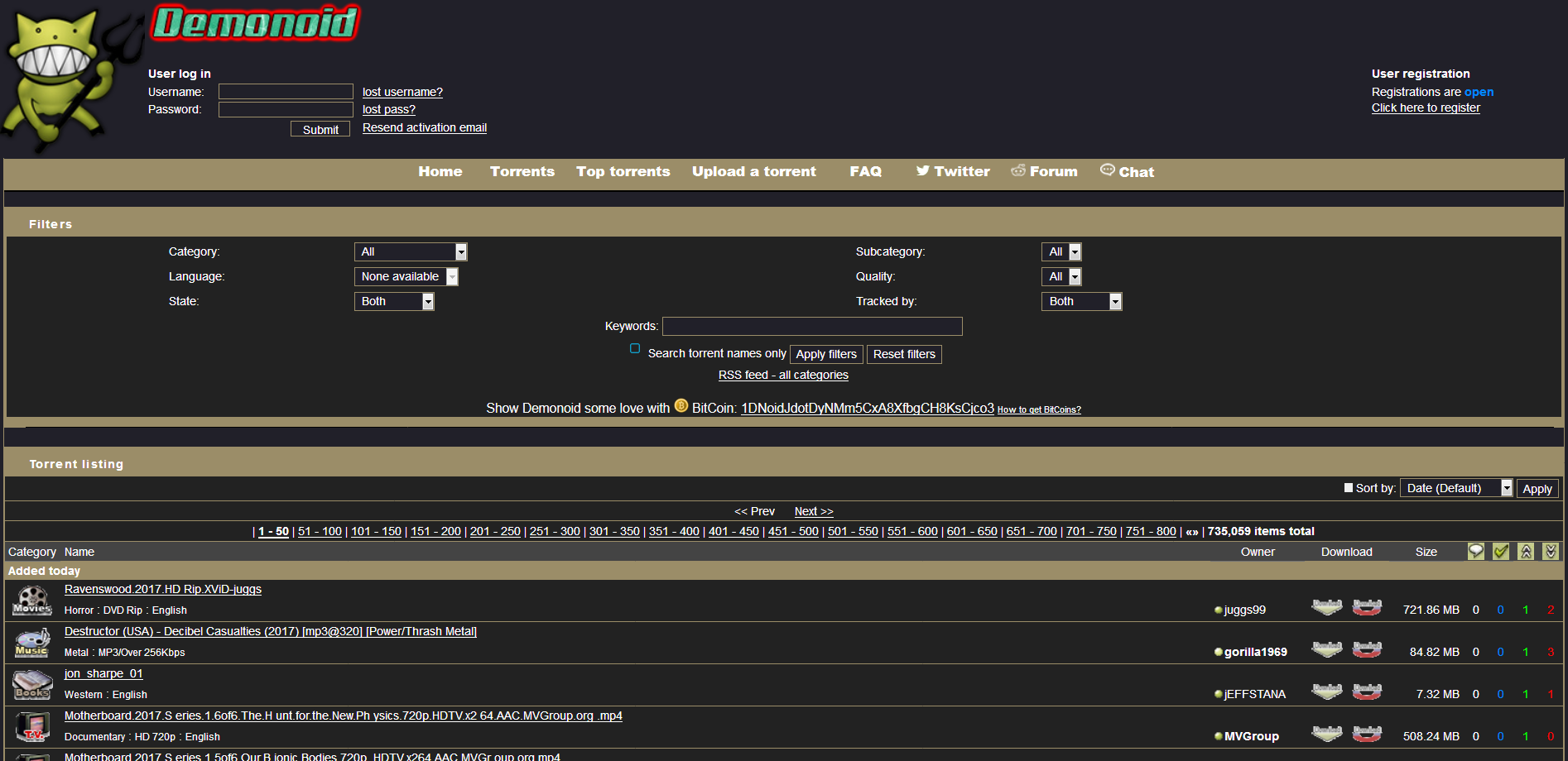Demonoid :: Dark Cappuccino theme