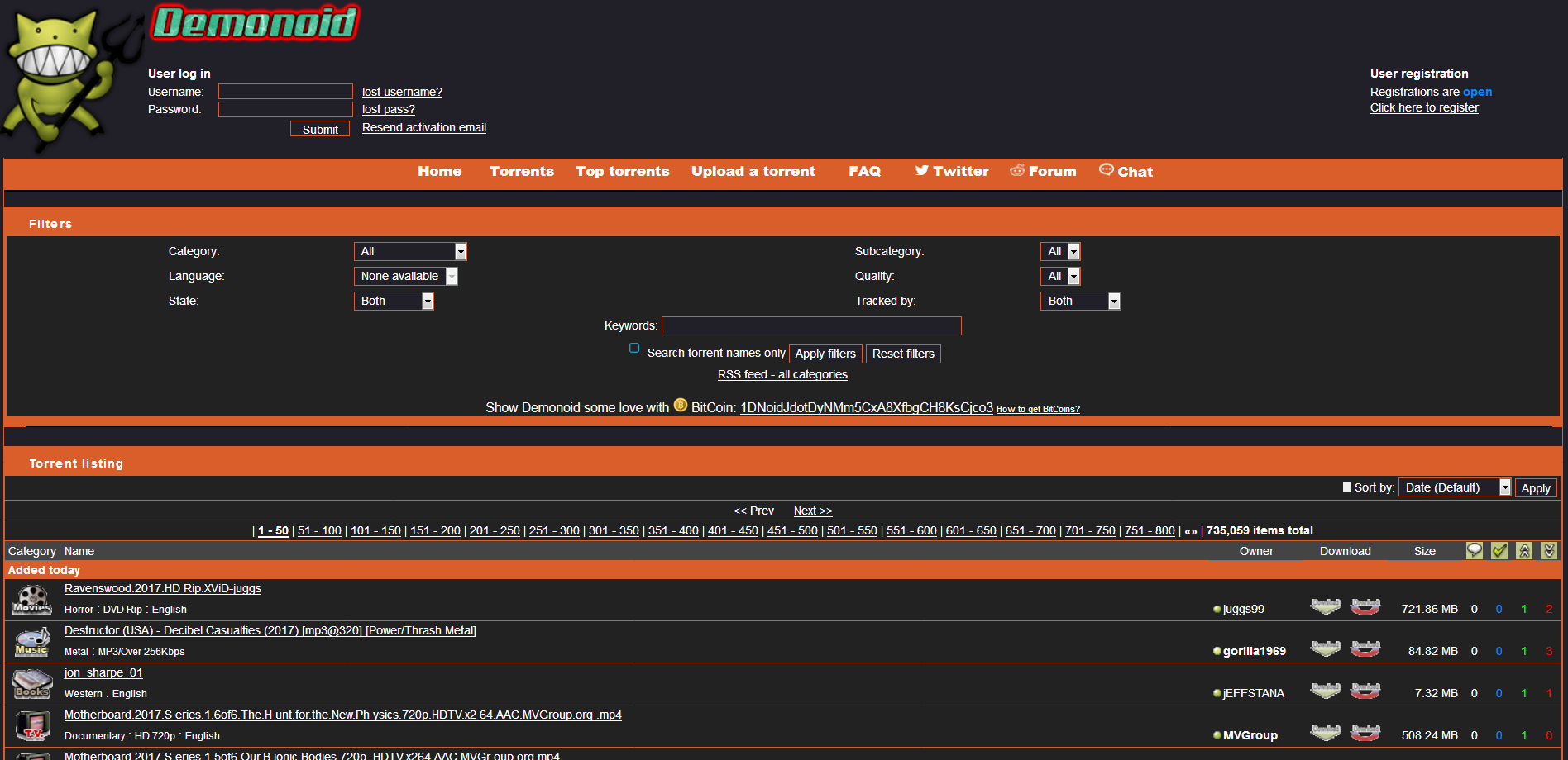 Demonoid :: Dark Orange theme