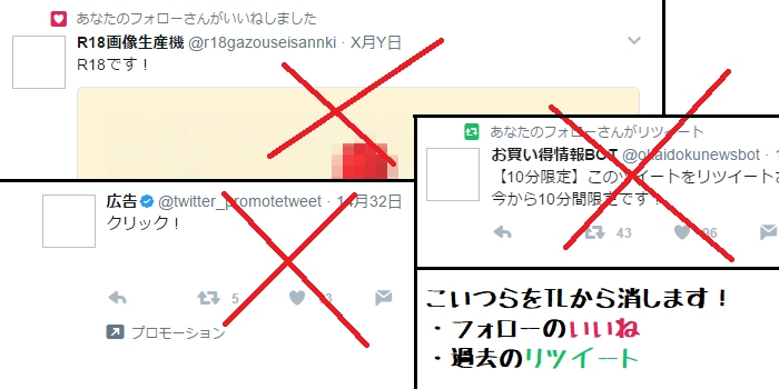 Twitterの不要なものを消す