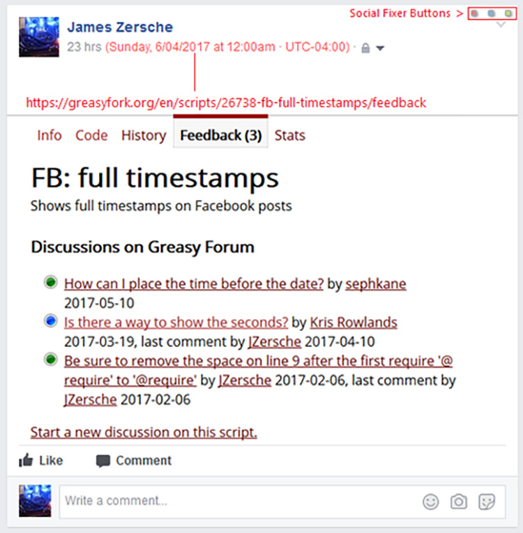 Facebook Social Fixer Button Replacement