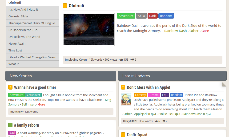 FimFiction Classic Genre Colors