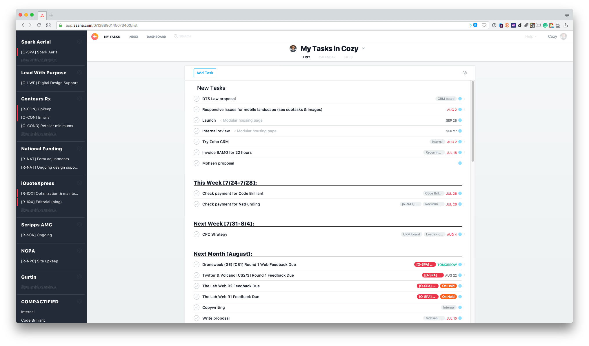 Asana • simplified and with more hierarchy