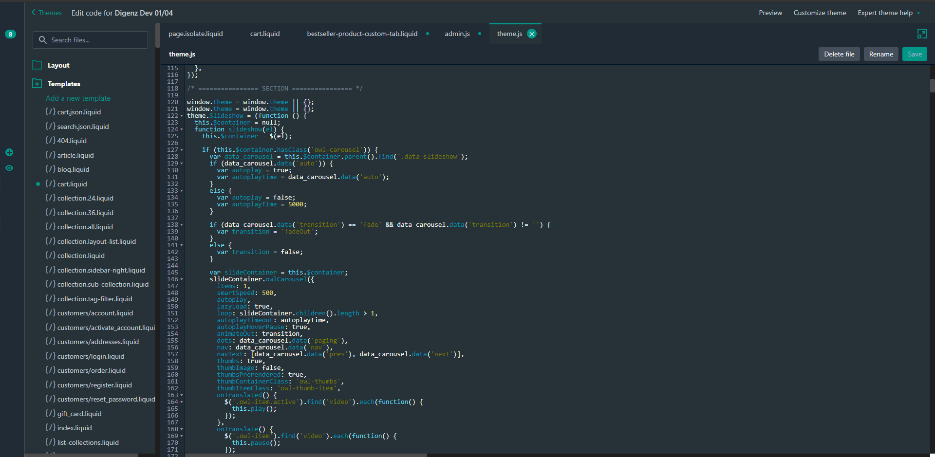Shopify Material Code Editor