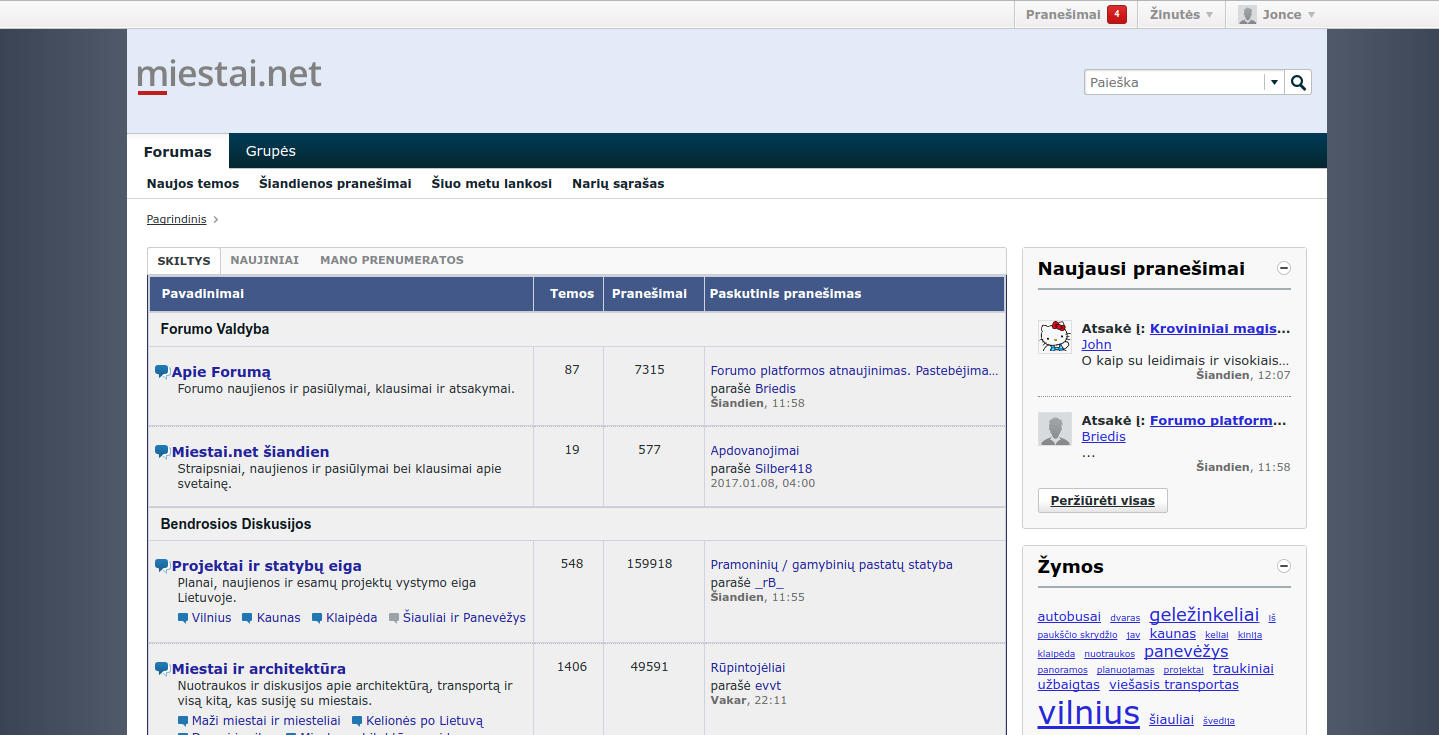 Miestai.net forum restyle
