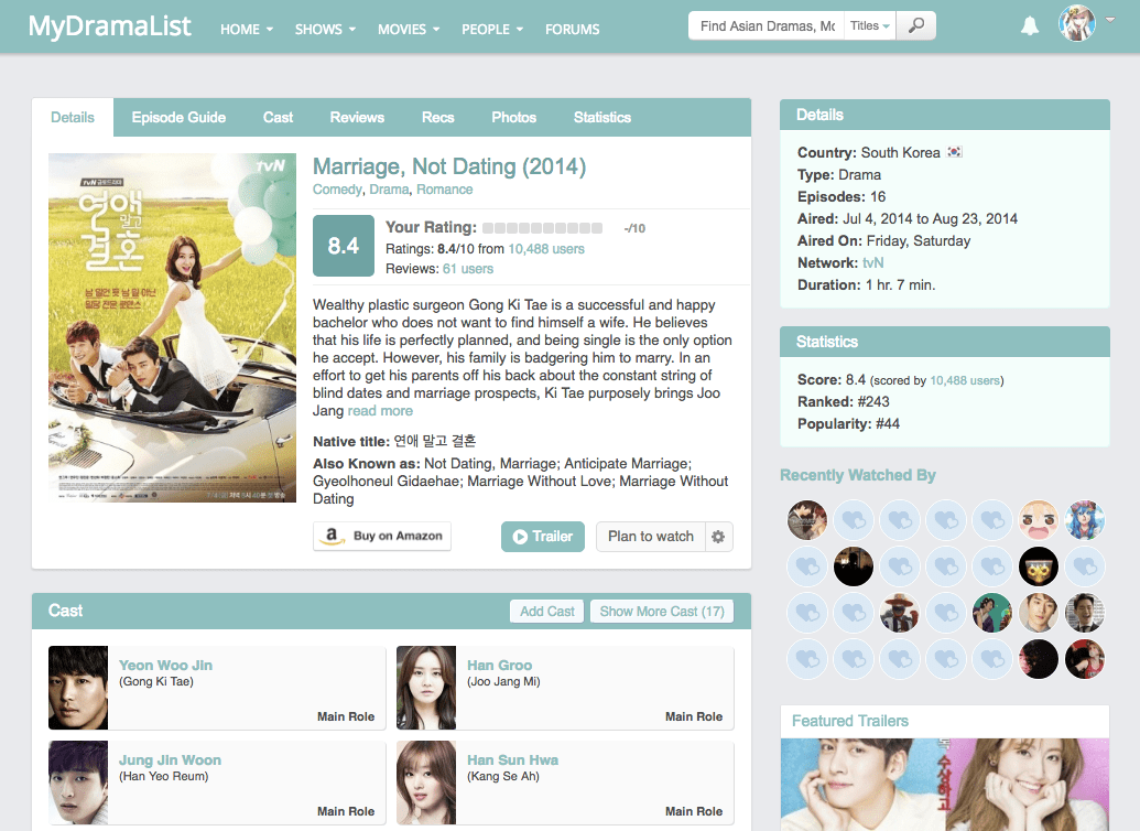 Seaglass | Flat Theme for MyDramaList