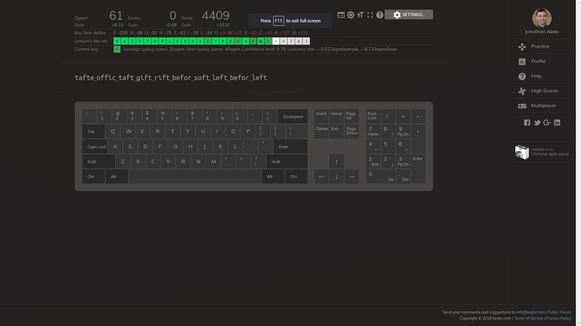 Keybr Dark Colors