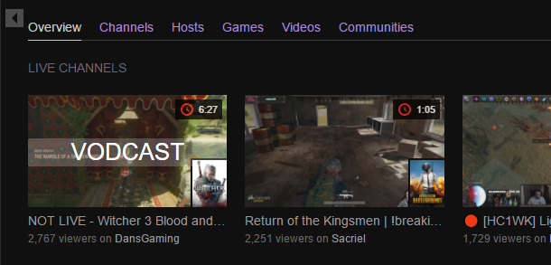 Twitch - Better Vodcast Warning