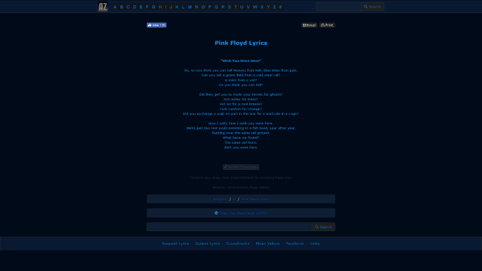AZLyrics Dark Blue
