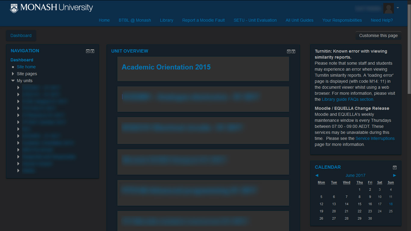Dark Moodle (for Monash University)