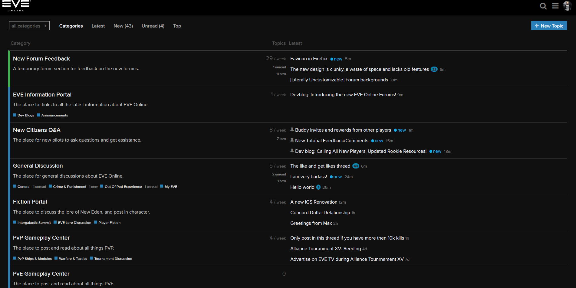EVE Online forums fullscreen view mode