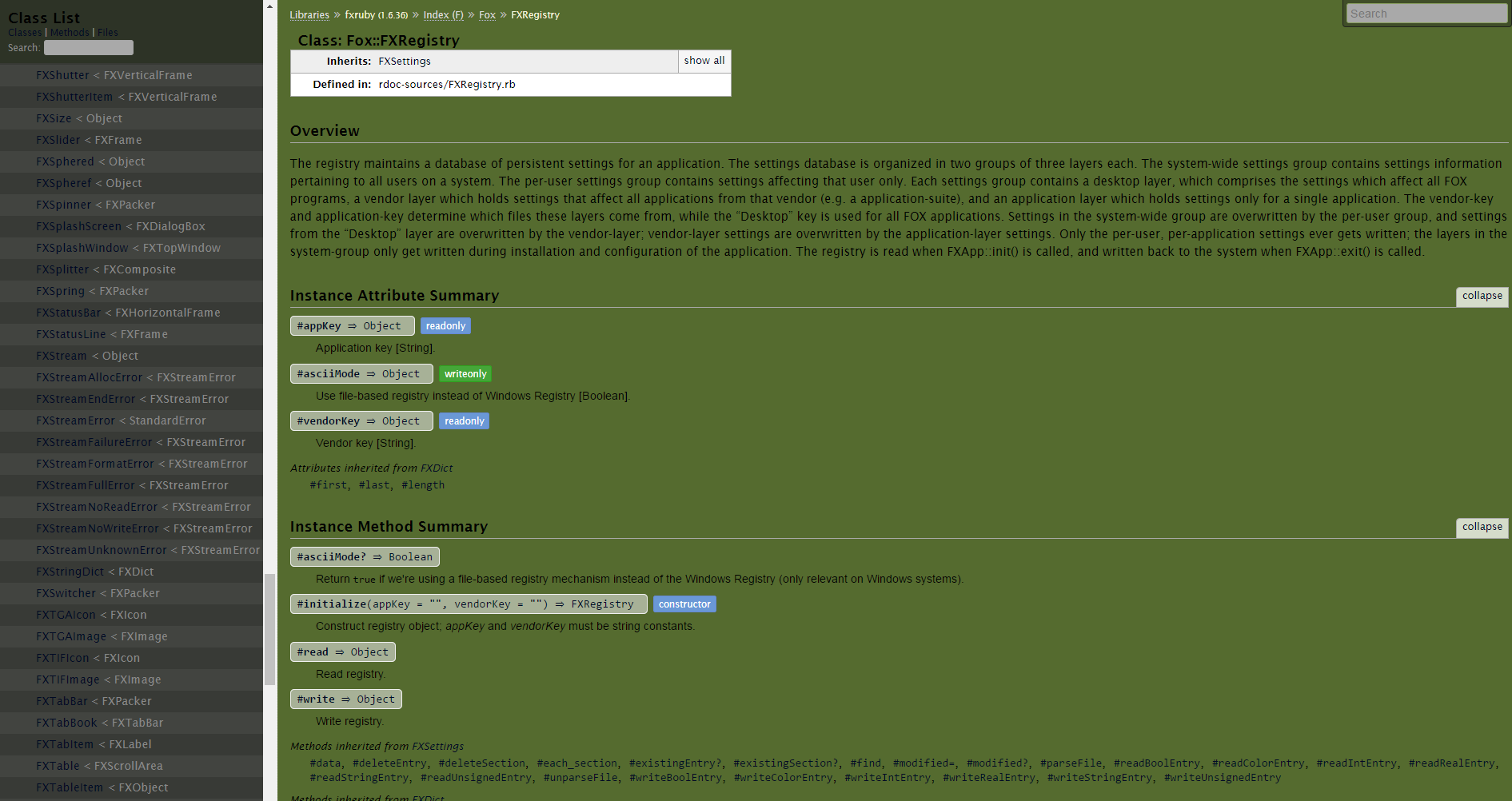 rubydoc.info dark olive