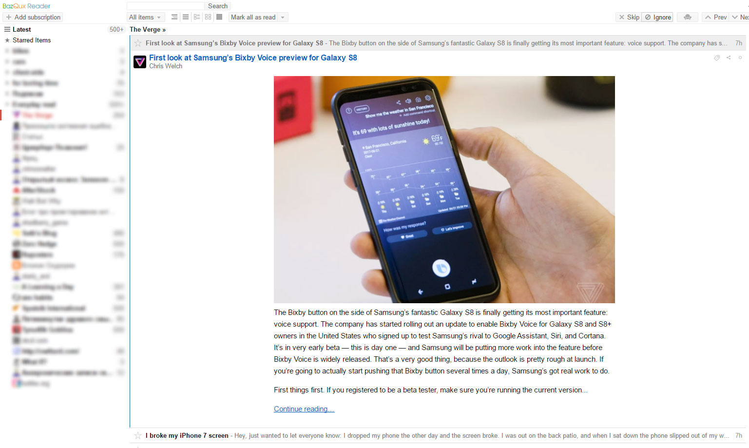 BazQux Reader readable text
