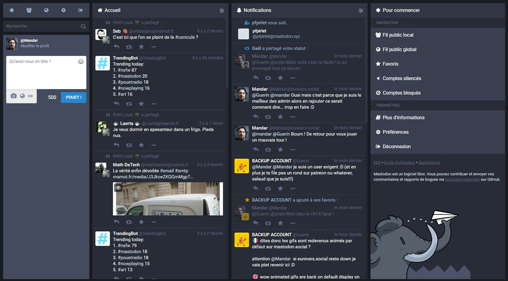Mastodon 4 column 100% with all styles