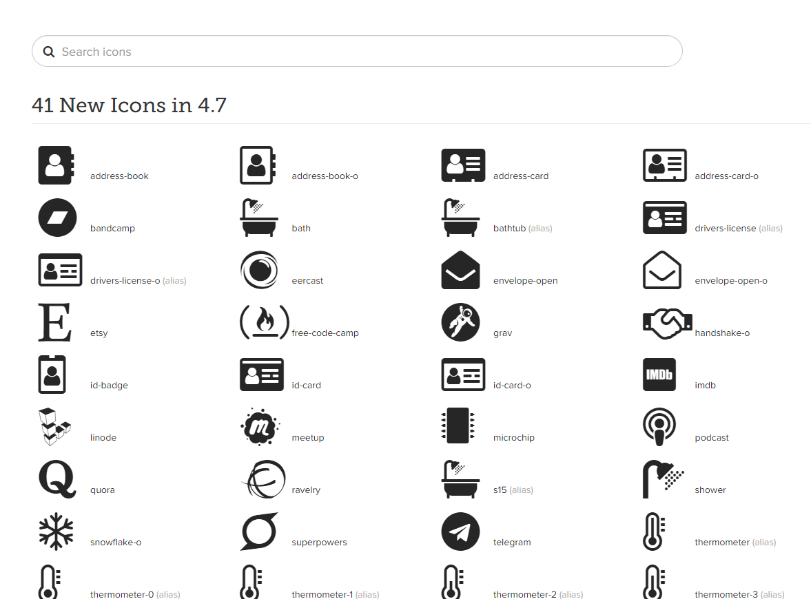Font Awesome Quick Search v4.7 Page