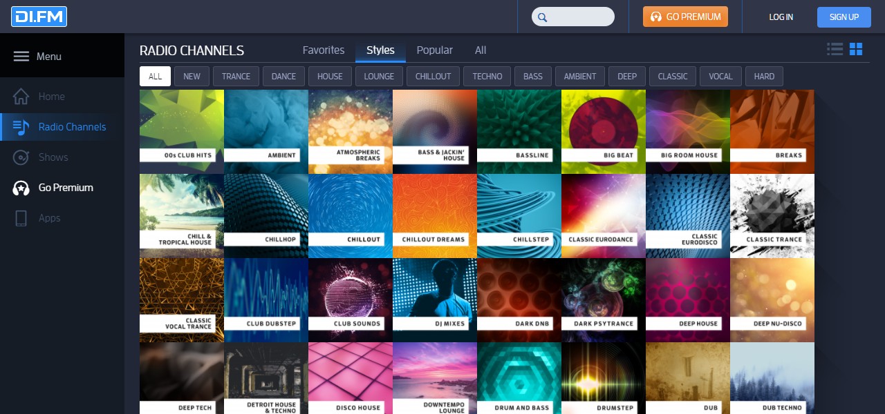 DI.FM Compact Channel Grid
