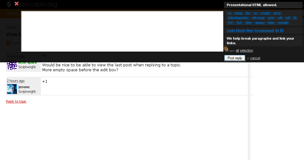 Userscripts.org Moved Reply and Edit Box