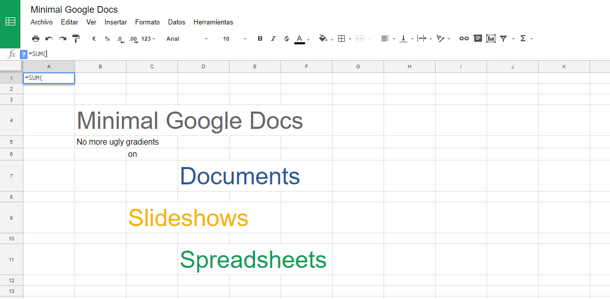 Minimal Google Docs Toolbars