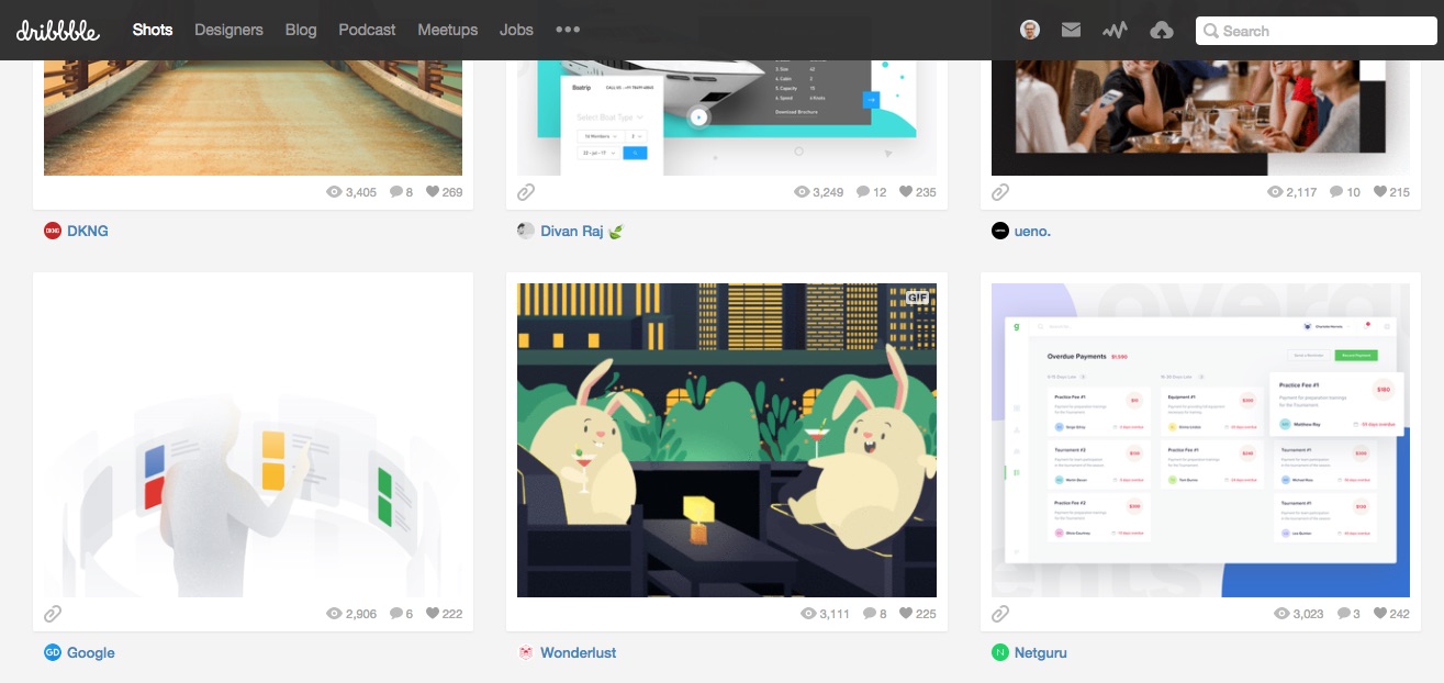 Dribbble Fixed Header