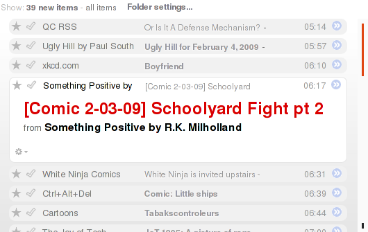 Helvetireader Google Reader - List view optimized