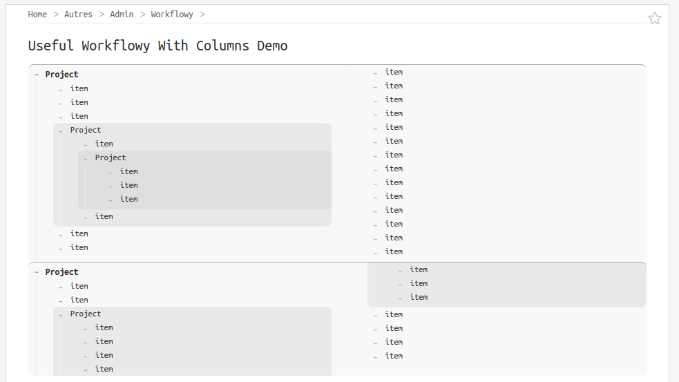 Useful Workflowy 2 - With Columns
