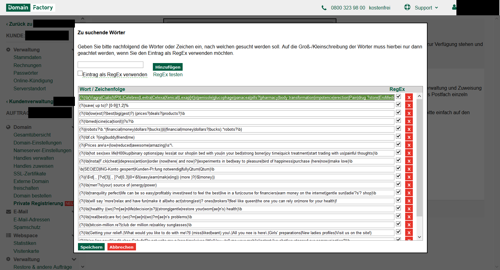 Domainfactory Adminpanel RegEx-Editor größer