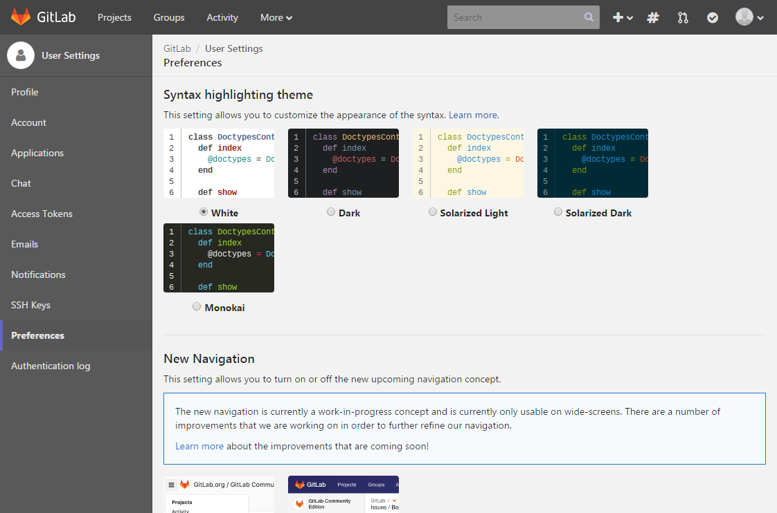 GitLab Gray New Interface