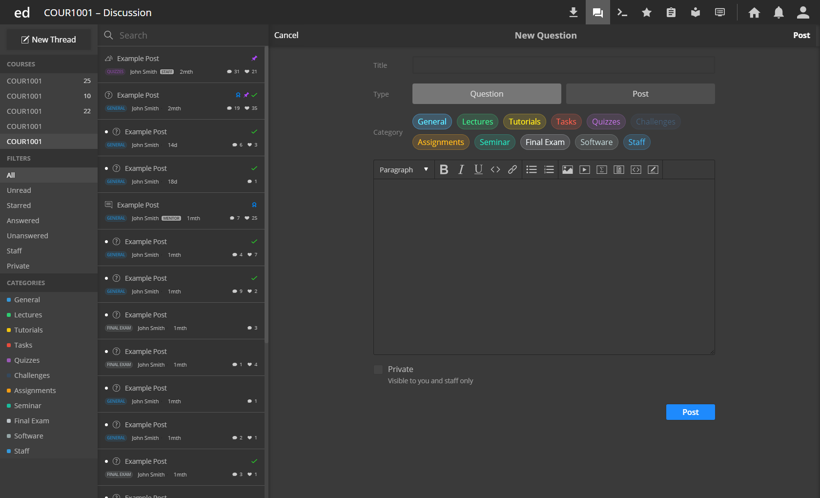 Edstem Material(ish) Dark Theme