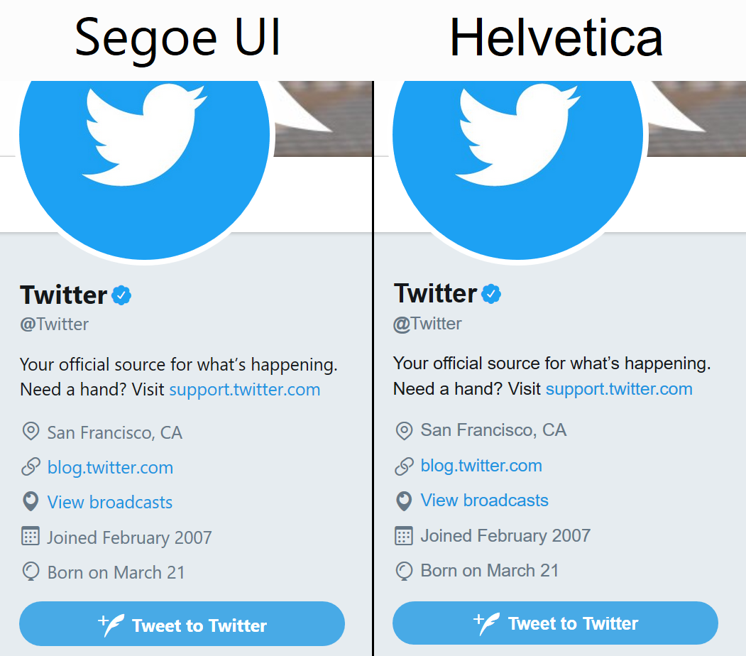 Twitter Helvetica Font Fix
