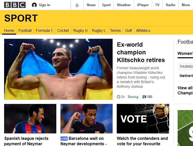 BBC Sport - Helvetica Font