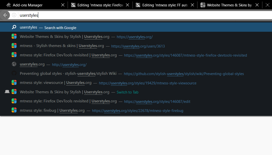 mtness style: FF autocomplete dark bg