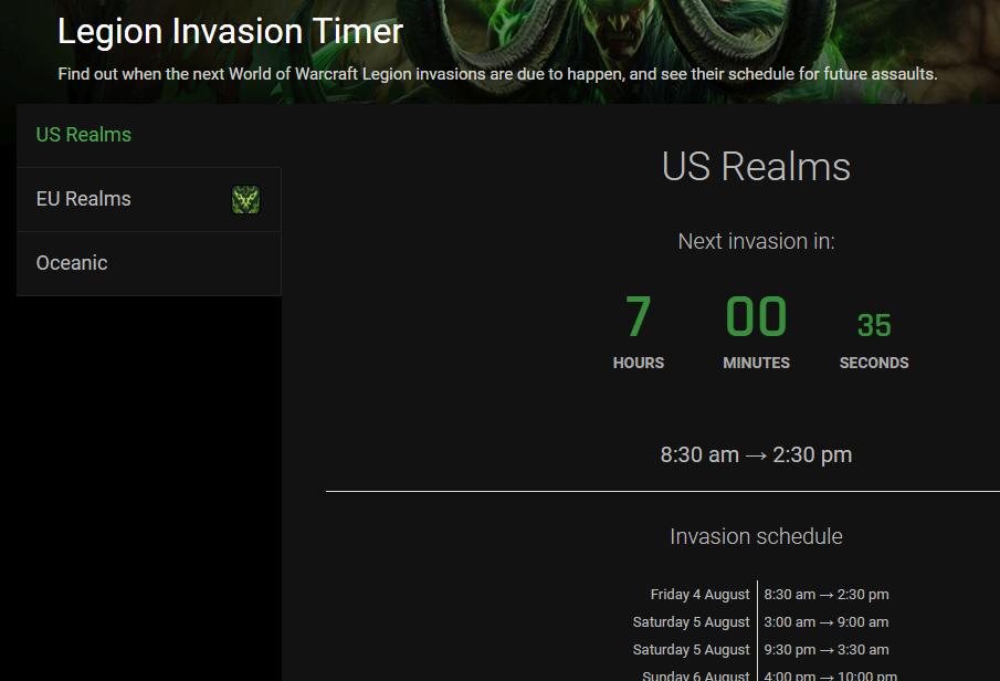 Darker Legion Timers