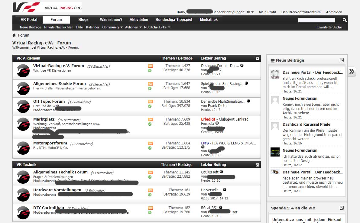 Virtual Racing Forum Dark Theme