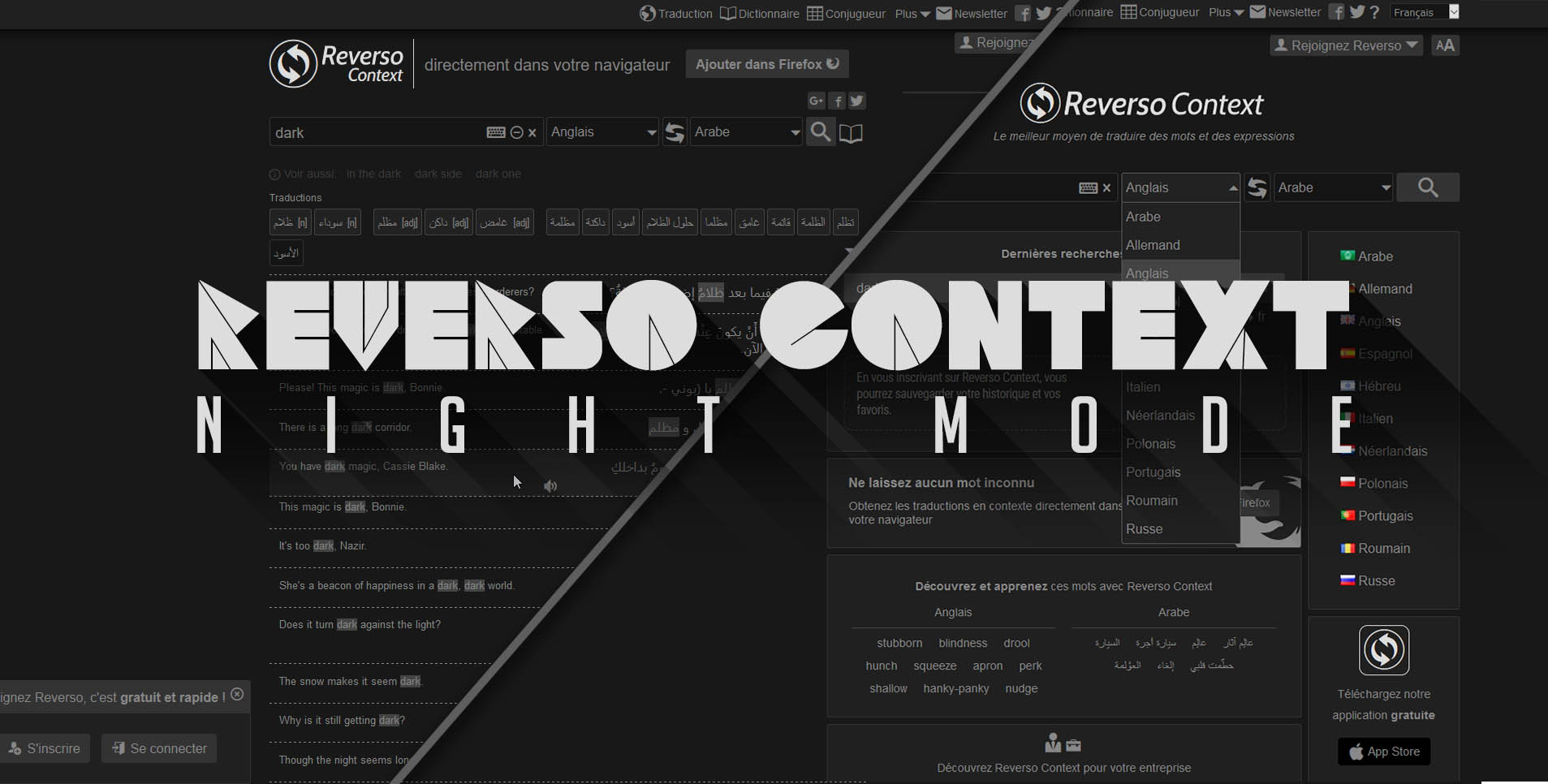 The Reverso Context Night Mode