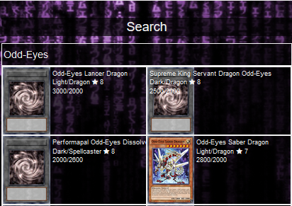 Scrolling card names for Dueling Nexus (Sample)