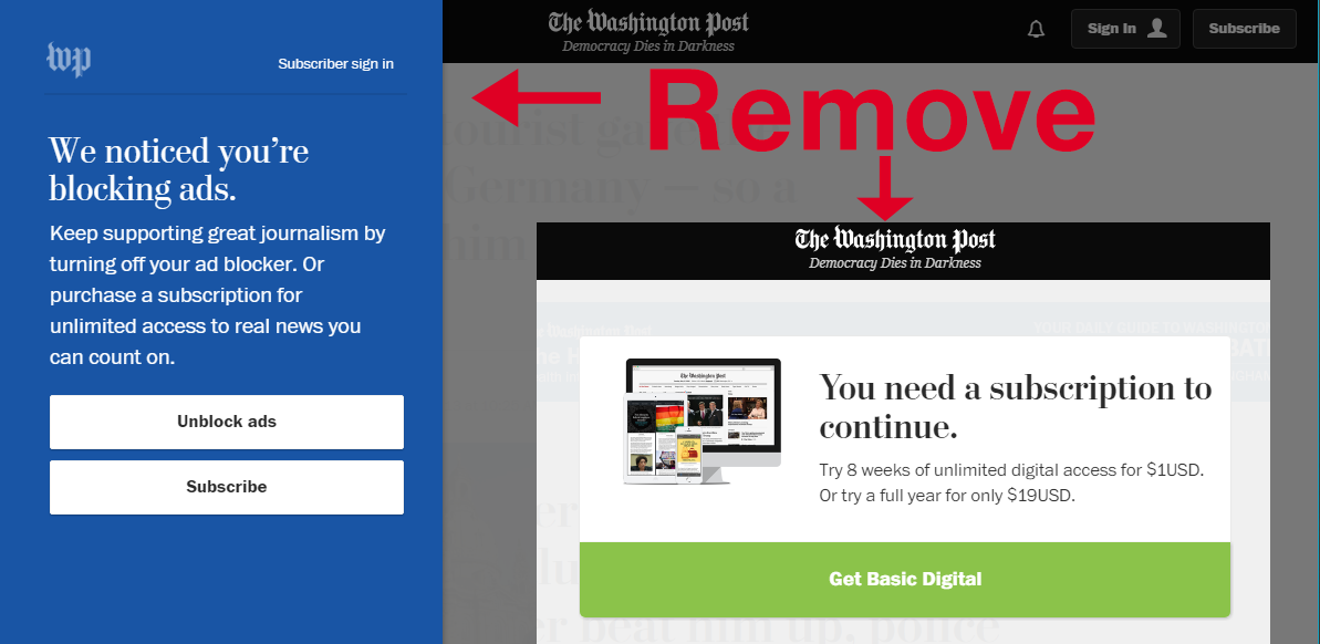 Washingtonpost Remove subscribe pop-up