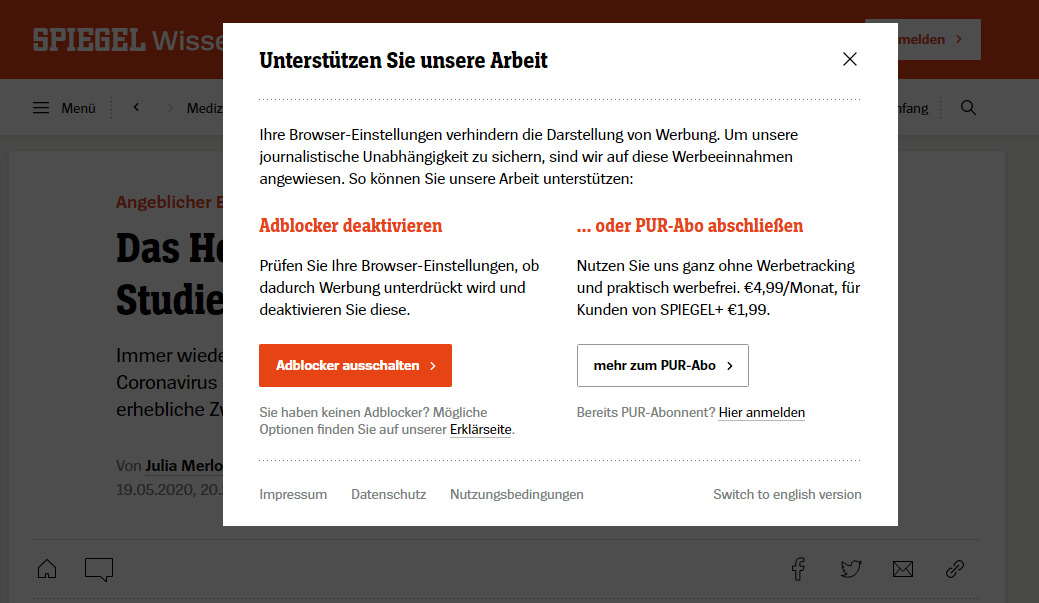 Spiegel Online (Anti-Adblock-Killer)