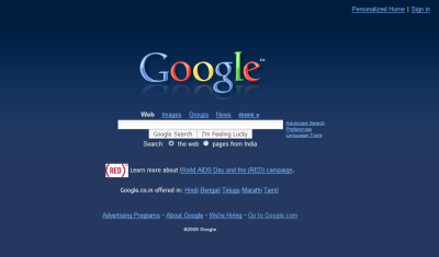 Google.co.in Web search - (dark blue Tweaked)