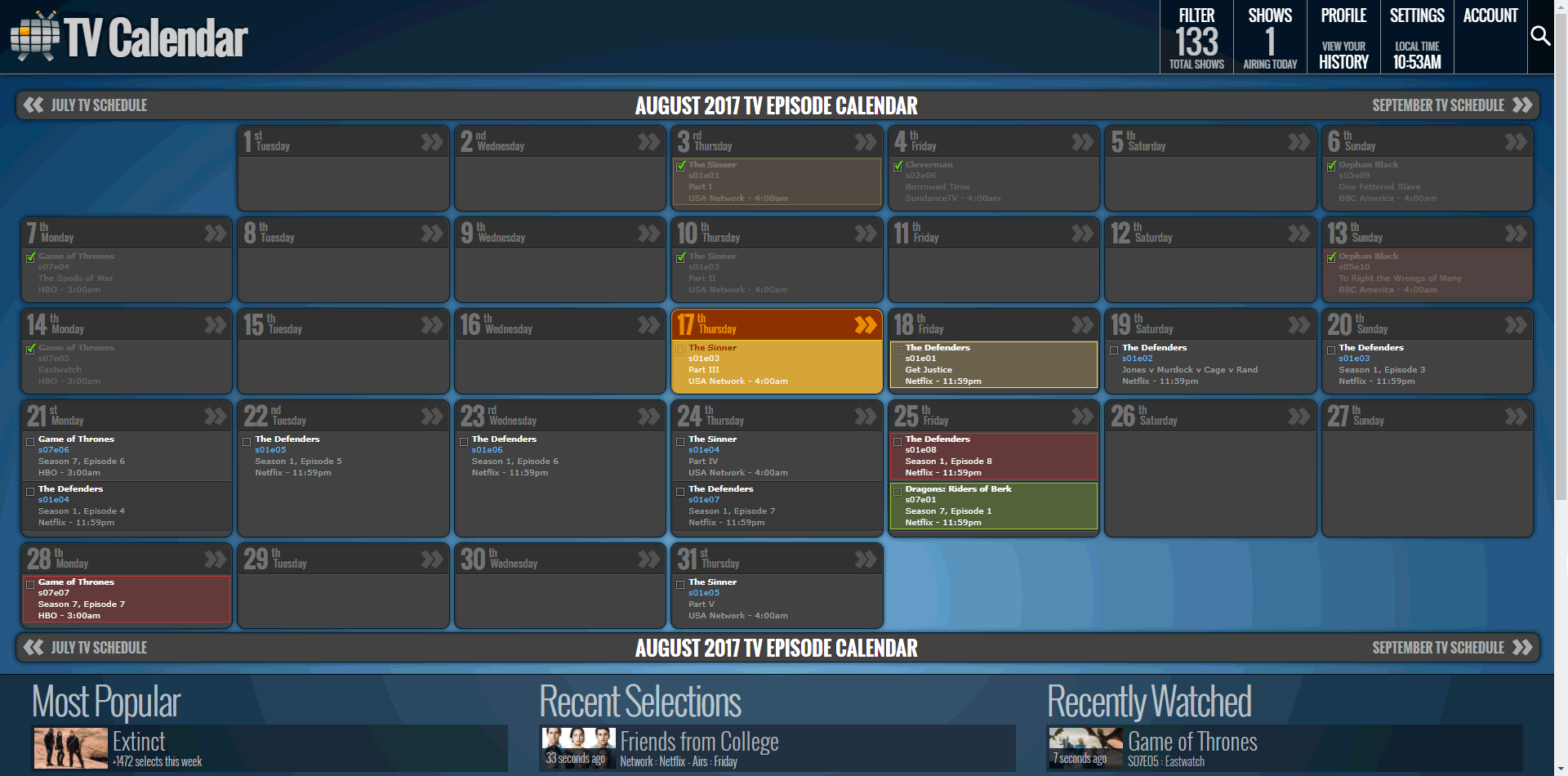 TV Calendar (PogDesign) - Default Flat Month
