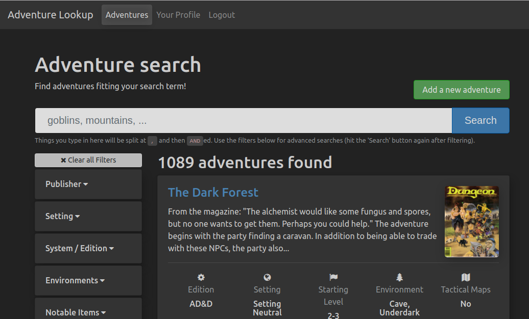 Adventure Lookup (night mode)
