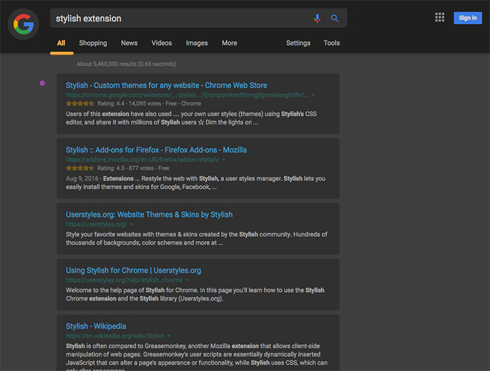 Dark[ish] Google Search