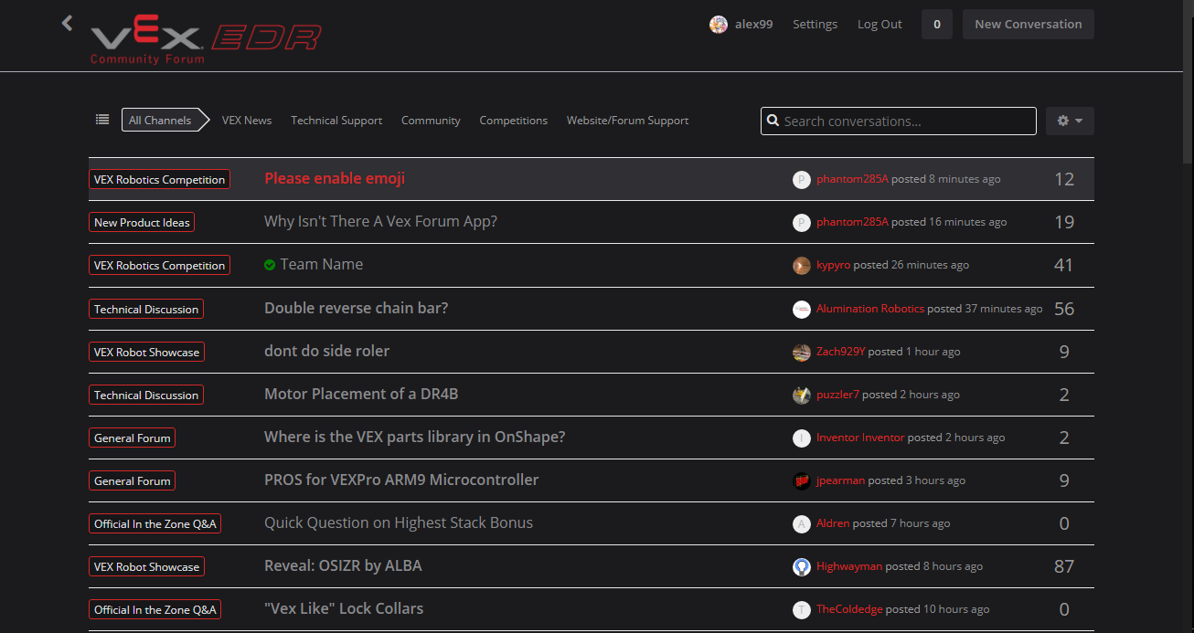Vex forum dark theme