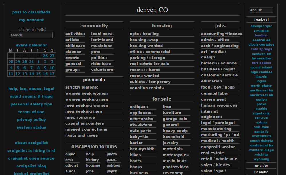 Dark Grey Craigslist (w/ working map)