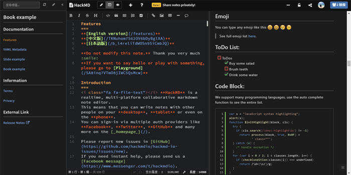 HackMD dark theme