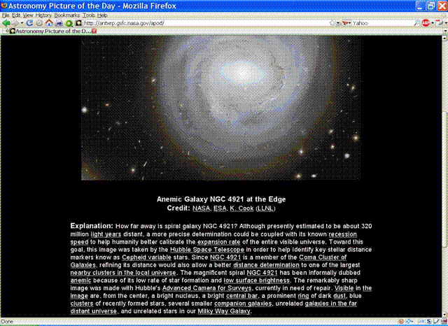APOD; Astronomy Picture of the Day, dark, margins
