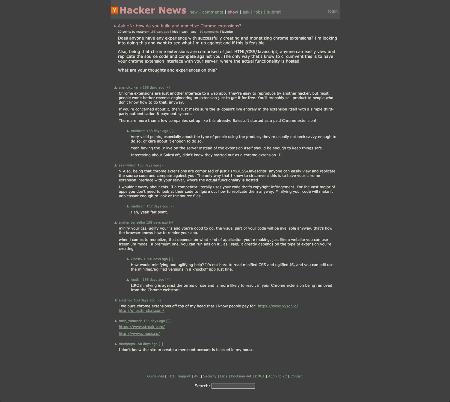Hacker News Slim Dark