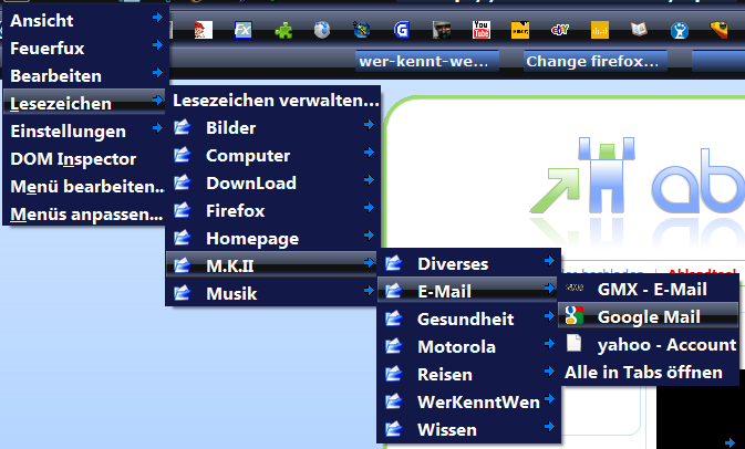 Firefox 3** Vista Dark Blue II - Popups,Menupopups