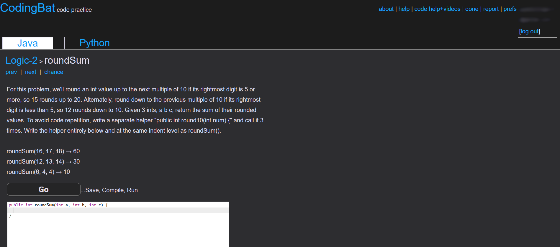 CodingBat meets Dark